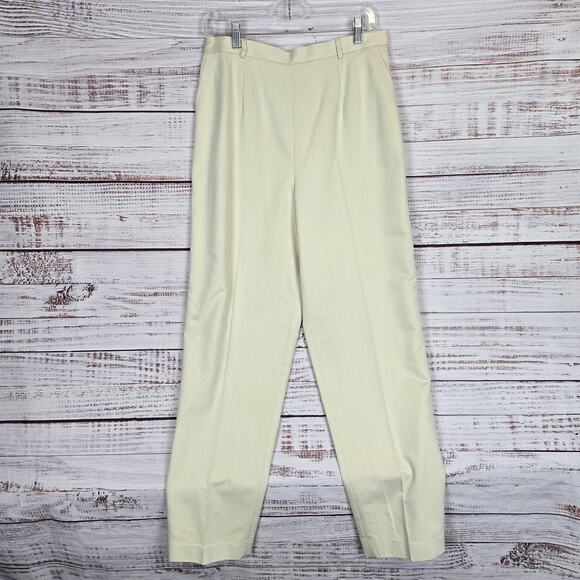 Talbots Pants Womens 12 Beige Pleated Italian Fabric Lined Dress Career Classic - Picture 1 of 13